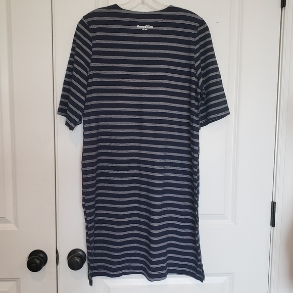 Hang Ten Navy White Stripe Short Sleeve T-shirt Dress UV Protection UPF 50+ M - Picture 7 of 9